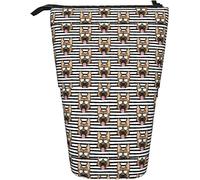 fifbird Astuccio telescopico con disegno di pastore tedesco, a righe nere, per occhiali, con cerniera, astuccio per trucchi e penne, Multicolore, Taglia unica, Astuccio telescopico
