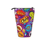 fifbird Astuccio telescopico con fumetti e bolle di discorso, astuccio portatile in piedi per matite Bang Paw Ouch Zap Wham modello senza cuciture rosso giallo verde viola carino matita organizzatore