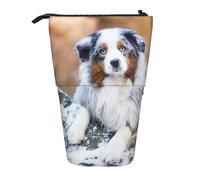 fifbird Astuccio telescopico con immagine di pastore australiano con neve e neve, astuccio telescopico con cerniera, astuccio per trucchi e penne, Multicolore, Taglia unica, Astuccio telescopico