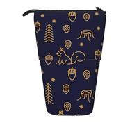 fifbird Astuccio telescopico con motivo boschi e scoiattoli invernali, colore blu, con cerniera, astuccio per trucchi e penne, Multicolore, Taglia unica, Astuccio telescopico