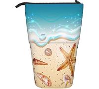 fifbird Astuccio telescopico, con motivo paesaggi in stile cartone animato, con conchiglie e conchiglie, con cerniera, astuccio per trucchi e penne, Multicolore, Taglia unica, Astuccio telescopico