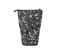 fifbird Astuccio telescopico con paillettes, nero e argento, elegante, con cerniera, astuccio per matite e penne, Multicolore, Taglia unica, Astuccio telescopico