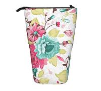 fifbird Astuccio telescopico con stampa di fiori di campo e rose, supporto per matite con cerniera, astuccio per trucchi e penne, Multicolore, Taglia unica, Astuccio telescopico