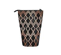 fifbird Astuccio telescopico in rame nero con diamanti geo, supporto per matite con cerniera, astuccio per trucchi e penne, Multicolore, Taglia unica, Astuccio telescopico
