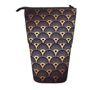 fifbird Astuccio telescopico in stile Art Déco, con conchiglie blu dorate, con cerniera, astuccio per matite e penne, Multicolore, Taglia unica, Astuccio telescopico