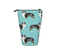 fifbird Astuccio telescopico, motivo: pastori australiani, supporto blu con cerniera, astuccio per trucchi e penne, Multicolore, Taglia unica, Astuccio telescopico