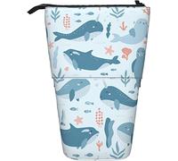 fifbird Astuccio telescopico, motivo tricheco, con supporto e cerniera, astuccio per trucchi e penne, Multicolore, Taglia unica, Astuccio telescopico