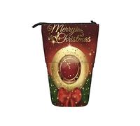 fifbird Astuccio telescopico natalizio portatile, astuccio portamatite con albero e decorazioni su un tavolo in legno a tema natalizio, Colore 10, Taglia unica, Astuccio telescopico