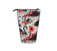 fifbird Astuccio telescopico per matite e penne, con cigni neri, papaveri, astuccio organizer per matite e cosmetici, Multicolore, Taglia unica, Astuccio telescopico