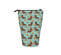 fifbird Astuccio telescopico per matite, pizza, cibo, bassotto, marrone, supporto per matite con cerniera, astuccio per trucchi e matite, Multicolore, Taglia unica, Astuccio telescopico