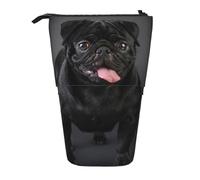 fifbird Black Pug Dog isolato su uno sfondo nero, astuccio telescopico, supporto per matite con cerniera borsa per trucco astuccio portapenne, Multicolore, Taglia unica, Astuccio telescopico