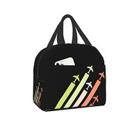 fifbird Borsa per il pranzo con aereo e stelle filanti colorate, isolata, riutilizzabile, per lavoro, picnic, snack, borsa tote