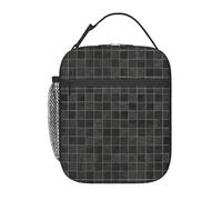 fifbird Borsa per il pranzo con stampa nera, riutilizzabile e borsa per il pranzo, borsa termica con borsa a rete per scuola, viaggi, picnic
