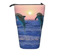 fifbird Bottlenose Delfino all'alba, astuccio telescopico, supporto per matite con cerniera, astuccio per trucchi e matite, Multicolore, Taglia unica, Astuccio telescopico