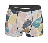 fifbird Boxer da uomo elasticizzati per terrazzo marmo pastello s Wicking Tronco intimo intimo con cintura elastica, Nero , L