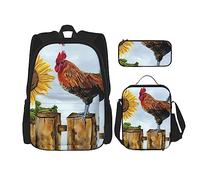 fifbird Carino Beaver Zaino 3 Pezzi Scuola Bag con Lunch Box e Pencil Case Set > Adatto per Ragazzi e Ragazze, Multi38, Taglia unica, Zaini Daypack