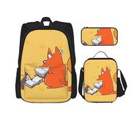 fifbird Carino Beaver Zaino 3 Pezzi Scuola Bag con Lunch Box e Pencil Case Set > Adatto per Ragazzi e Ragazze, Multi33, Taglia unica, Zaini Daypack