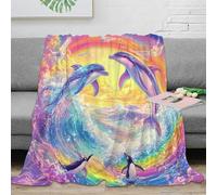 fifbird Coperta in pile di flanella, con delfino stampato in 3D, leggera, regalo morbida e accogliente, per bambini, adolescenti, adulti, ragazzi e ragazze, divano, coperte