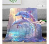 fifbird Coperta in pile di flanella, con delfino stampato in 3D, morbida, accogliente, leggera, in peluche, regalo per bambini, adolescenti, adulti, ragazzi e ragazze, per divano