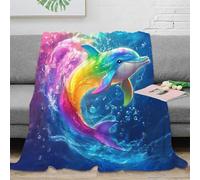 fifbird Coperta in pile di flanella, con delfino stampato in 3D, morbida, accogliente, regalo in peluche, leggera, per bambini, adolescenti, adulti, ragazzi e ragazze, per divano