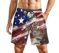 fifbird Costume da bagno da uomo ad asciugatura rapida, 17,8 cm, con fodera a compressione, 2 in 1, con tasche, da spiaggia, pantaloncini da bagno da uomo, 931.Aquila Bandiera Americana, L