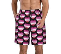 fifbird Costume da bagno da uomo con bandiera delle Isole Vergini degli Stati Uniti, ad asciugatura rapida, con fodera in rete, pantaloncini da spiaggia, Cuore Orgoglio Lesbico, L