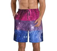 fifbird Costume da bagno da uomo con bandiera delle Isole Vergini degli Stati Uniti, ad asciugatura rapida, con fodera in rete, pantaloncini da spiaggia, Bandiera Bisessuale Galassia, XXL