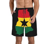 fifbird Costume da bagno da uomo con bandiera delle Isole Vergini degli Stati Uniti, ad asciugatura rapida, con fodera in rete, pantaloncini da spiaggia, Bandiera Mappa del Ghana, XXL