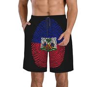 fifbird Costume da bagno da uomo con bandiera delle Isole Vergini degli Stati Uniti, ad asciugatura rapida, con fodera in rete, pantaloncini da spiaggia, Impronta digitale bandiera haitiana, XXL