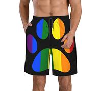 fifbird Costume da bagno da uomo con bandiera delle Isole Vergini degli Stati Uniti, ad asciugatura rapida, con fodera in rete, pantaloncini da spiaggia, Lgbt Paw Pride, L