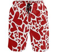 fifbird Costume da bagno da uomo, divertente, ad asciugatura rapida, per sport, corsa, nuoto, fodera in rete, pantaloncini da spiaggia, Cuore rosso., L