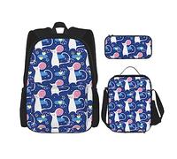fifbird Demisexual Pride LGBTQ - Set di 3 zaini, borsa per il pranzo, astuccio, grande capacità, Multi123, Taglia unica, Zaini Daypack