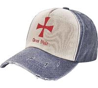 fifbird Deus Vult Cavalieri Templari Croce Cappelli Distressed Baseball Caps Lavato Papà Trucker Denim Cowboy Hat, grigio, Taglia unica