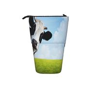 fifbird Divertente astuccio telescopico con mucca portamatite portatile in piedi su un prato estivo verde sfondo cielo sfocato carino organizzatore ufficio, Colore 3, Taglia unica, Astuccio