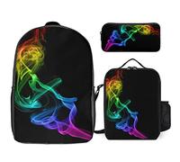 fifbird Glow in Dark Splatter Neon Set zaino, 3 pezzi, kit zaino di borsa per il pranzo, astuccio, grande capacità, Si illumina al buio, Taglia unica, Zaini Daypack