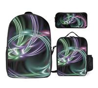 fifbird Glow in Dark Splatter Neon Set zaino, 3 pezzi, kit zaino di borsa per il pranzo, astuccio, grande capacità, Si illumina al buio, Taglia unica, Zaini Daypack