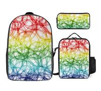 fifbird Glow in Dark Splatter Neon Set zaino, 3 pezzi, kit zaino di borsa per il pranzo, astuccio, grande capacità, Si illumina al buio, Taglia unica, Zaini Daypack