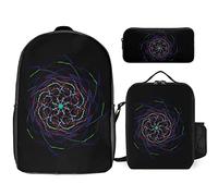 fifbird Glow in Dark Splatter Neon Set zaino, 3 pezzi, kit zaino di borsa per il pranzo, astuccio, grande capacità, Si illumina al buio, Taglia unica, Zaini Daypack