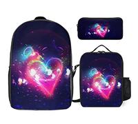 fifbird Glow in Dark Splatter Neon Set zaino, 3 pezzi, kit zaino di borsa per il pranzo, astuccio, grande capacità, Si illumina al buio, Taglia unica, Zaini Daypack
