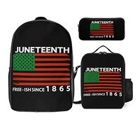 fifbird Happy Juneteenth Day Freedom 1865 - Set zaino da 3 pezzi, borsa per il pranzo, astuccio, grande capacità, Felice Giuneteent, Taglia unica, Zaini Daypack
