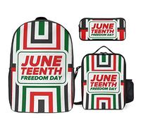 fifbird Happy Juneteenth Day Freedom 1865 - Set zaino da 3 pezzi, borsa per il pranzo, astuccio, grande capacità, Felice Giuneteent, Taglia unica, Zaini Daypack