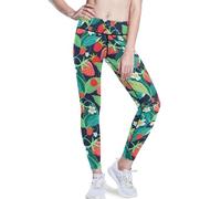 fifbird Leggings da yoga con foglie di fragole luminose per le donne leggings senza cuciture 7/8 lunghezza pantaloni da yoga, Fragole Luminose, L