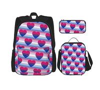 fifbird LGBTQ Demisexual Pride - Set di 3 zaini, borsa per il pranzo, astuccio, grande capacità, Multi107, Taglia unica, Zaini Daypack