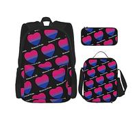 fifbird LGBTQ Gay Bisexual Ally Pride, set di 3 pezzi, zaino con borsa per il pranzo, astuccio, grande capacità, Multi52, Taglia unica, Zaini Daypack