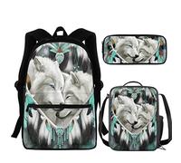 fifbird Lightning Fire - Zaino per bambini e ragazzi, per la scuola, con sacchetto per penne, portapranzo, 3 set, Acchiappasogni W, Taglia unica, Zaini Daypack