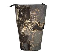fifbird Lussuoso astuccio telescopico in marmo nero e oro, supporto per matite con cerniera, astuccio per trucchi e penne, Multicolore, Taglia unica, Astuccio telescopico