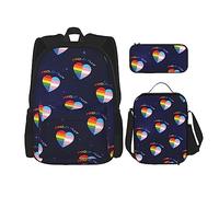 fifbird Non-Binary Pride LGBTQ - Set di 3 zaini, borsa per il pranzo, astuccio per matite, grande capacità, Multi96, Taglia unica, Zaini Daypack