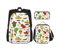 fifbird Non-Binary Pride LGBTQ - Set di 3 zaini, borsa per il pranzo, astuccio per matite, grande capacità, Multi98, Taglia unica, Zaini Daypack