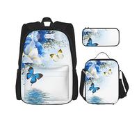 fifbird P-Lanet - Set zaino 3 in 1 con portapranzo, astuccio per matite, elegante e durevole, Fiori e Ma, Taglia unica, Zaini Daypack