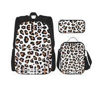 fifbird P-Lanet - Set zaino 3 in 1 con portapranzo, astuccio per matite, elegante e durevole, Leopard, Taglia unica, Zaini Daypack